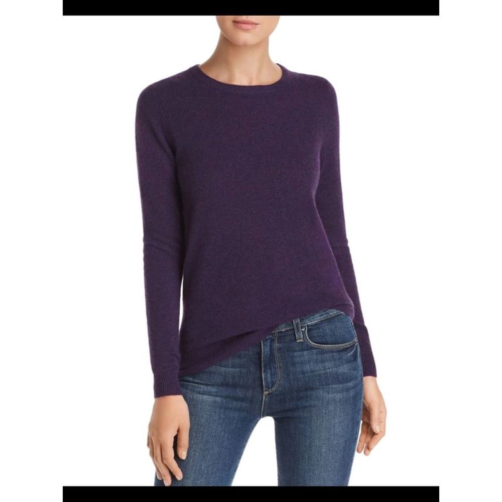 Designer Brand Womens Purple Rib-knit Trim Long Sleeve Crew Neck Hi-Lo Sweater L